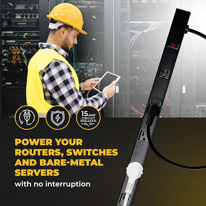 9 Black Verticle Outlets 6 Feet Power Cord Heavy Duty Metal Surge Protector Power Strip