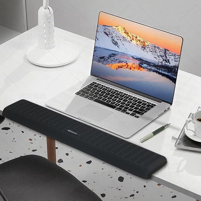 UnivoColors PostureUp L-Shaped Desk Long Wrist Rest Elbow, Non-Slip, Memory Foam, Desk Edge Support, Ergonomic Design for Long-Hour Work (23.6 * 3.9 inch One-Piece Design,Black)