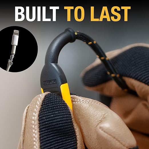 DEWALT Heavy Duty 3 in 1 Multi Charging Cord, 6ft Fast Charger Cord, Multi Charger Adapter with Lightning/Type C/Micro USB Port for iPhones/Samsung Galaxy/PS/Tablets/More