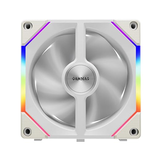 GAMDIAS Aeolus P2-1203U 120mm ARGB PWM Fan(3 Fan Pack w/USB Hub), Include Reverse Fan Blade x3, ARGB Sync Ready, Easy Installation & Cabless Daisy-Chain Design, Silent Operation, Up to 2400RPM, White