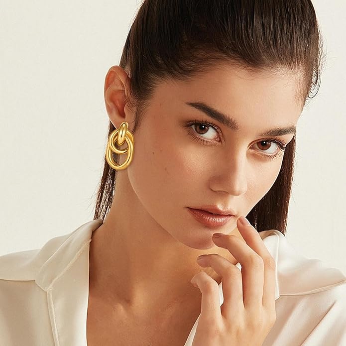 Gold Geometric Drop Dangle Earrings for Women Long Link Dangle Earrings Jewelry Gift