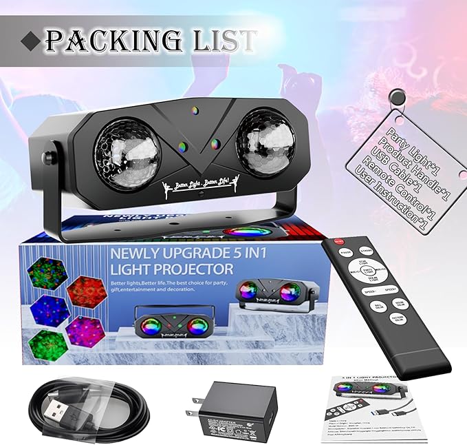 Party Lights DJ Disco Light,Disco Ball Star Projector RGB LED Strobe Lights Stage Light Sound Activated Ocean Wave Effect for Parties Club Holiday Christmas Birthday Wedding
