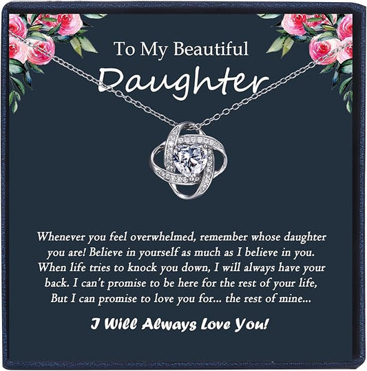 EPIRORA Sterling Silver Cubic Zirconia Love Knot Pendant Necklace for Women, Graduation Birthday Christmas Jewelry Gifts for Friends/Wife/Sister/Daughter/Mom