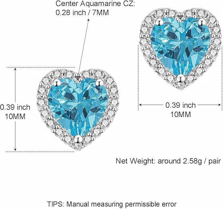 YOMELA Cubic Zirconia Earrings Studs, Halo CZ Birthstone Simulated Diamond Stud Earrings for Women