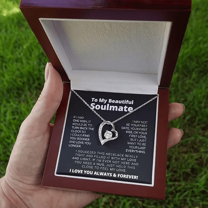 To My Beautiful Soulmate Necklace For Women, Necklace For Wife From Husband, Girlfriend Necklace From Boyfriend, Wife Birthday Gifts From Husband, Gifts Boxes For Women, Soulmate Necklace For Her