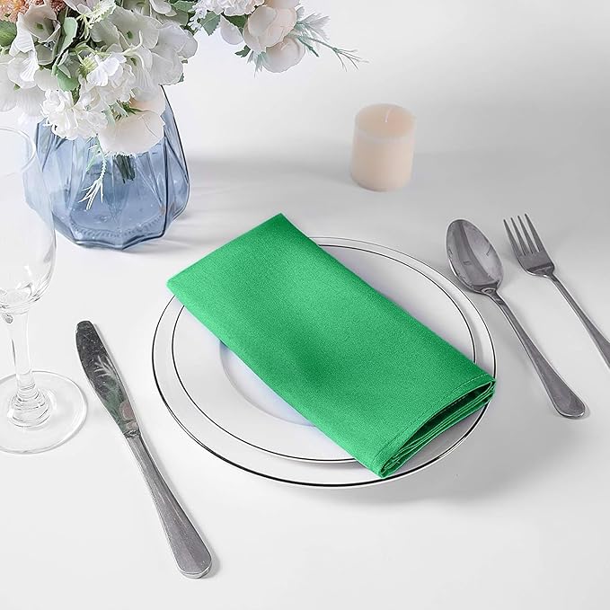 Cloth Napkins 17x17 inch Washable Polyester Dinner Napkins Soft Table Napkins for Wedding Party Dining Banquet(Emerald,25PCS)