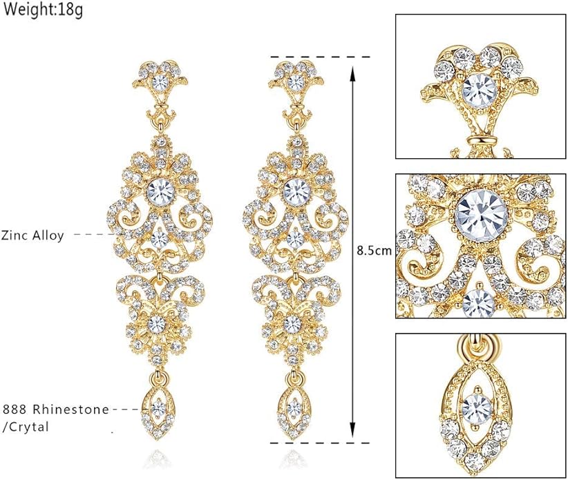 mecresh Gold/Silver Rhinestone Chandelier Wedding Bridal Dangle Earrings