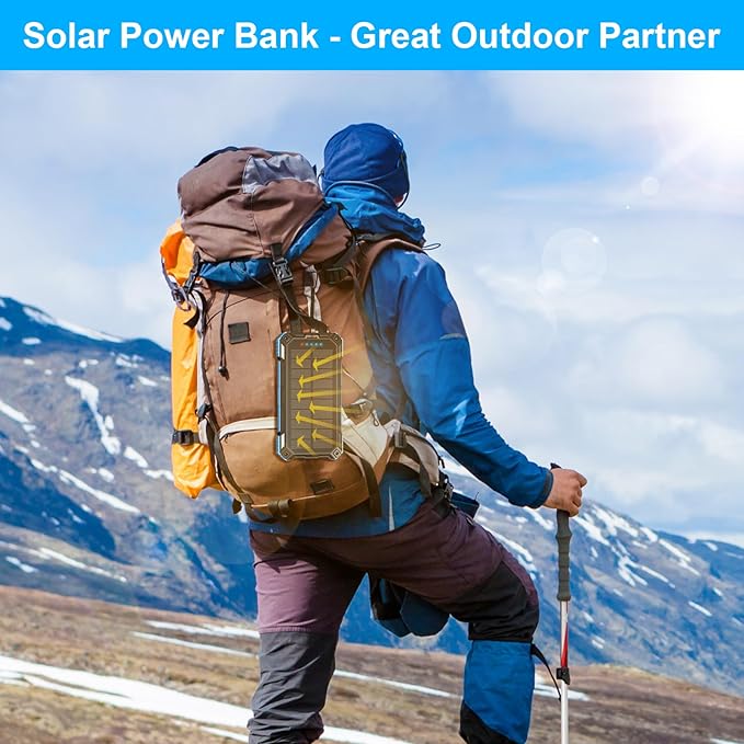 Solar Charger Power Bank 49800mAh Wireless Portable Phone Charger, 22.5W QC3.0 Fast Charging Built in 4 Cables with USB C 6 Outputs & 2 Inputs for Cell Phone