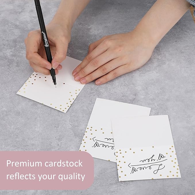 50Pcs Place Cards for Table Setting, 4.49x3.54 Inches Name Cards for Table Setting for Food Buffet Wedding Table Numbers, Banquets, Events Menu and Cards Food Tables for Dinner Party(Gold)