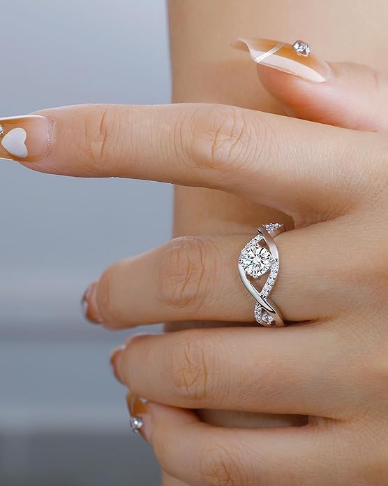 Elspeth 925 Sterling Silver Engagement Ring for Women Oval/Radiant/Pear/Princess/RoundCut Cubic Zirconia Promise Ring Size 4-10
