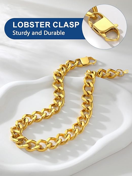 ChainsPro Cuban Link Chain for Women,Stainless Steel Chunky Necklace Silver/Gold Plated Thick Chain Choker, 12/16/20 mm Width,18" and 20" Punk Hip Hop Trendy Non Tarnish Jewelry Gifts