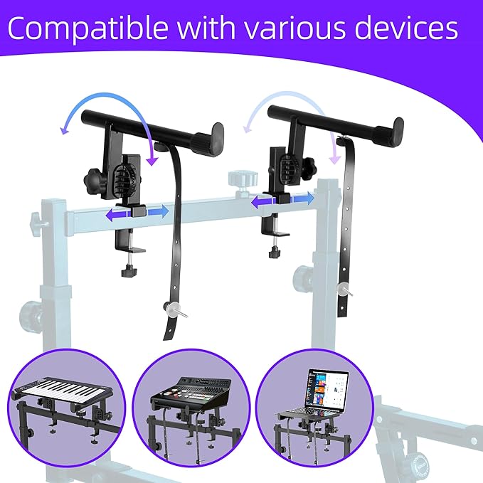 Dual Piano Keyboard Stand with 2nd Tier - Z Style Adjustable and Portable 2 Tier Heavy Duty Music Stand for Synths and Electric Digital Keyboards - Fits 54 61 88 Key Pianos