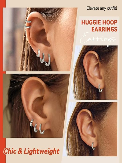 FaithHeart Sterling Silver Hoop Earrings for Women, Hypoallergenic Huggie Hoop Earrings Lightweight Small Cartilage Earrings Hoop Earring Dainty Everyday Earrings 6/8/10/12/14/15/16/18/20mm