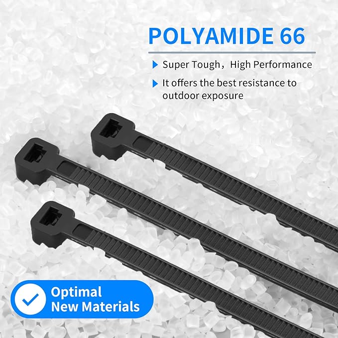 2000 PCS Zip Ties Assorted Sizes 4+6+8+10+12 Inch Self-locking Nylon Cable ties Heavy Duty Outdoor, UV Resistant Wire Straps for Home Office Garden Workshop Indoor Outdoor Fence((White)