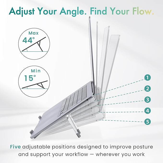 BELLEMOND | X-Shape Laptop Stand – Adjustable Aluminum Riser, 5 Height Levels, Lightweight & Foldable, Ventilated, for Laptops and Tablets up to 17.3" | Midnight Black
