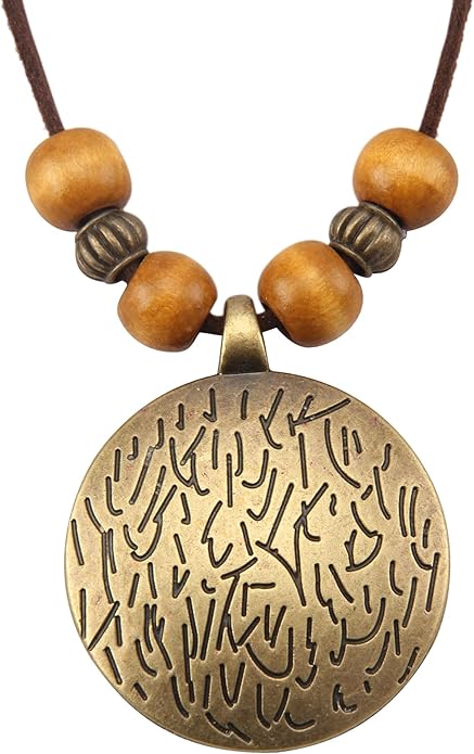 GelConnie Boho Necklaces for Women Vintage Silver Circles Long Pendant Necklace Cowgirl Sweater Necklace Adjustable Leather Choker Necklace for Women