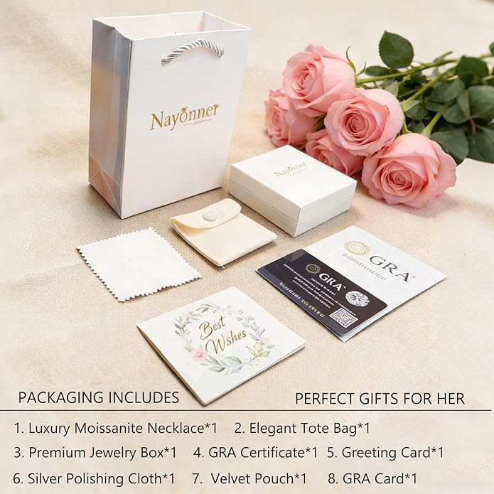 Gorgeous Moissanite Necklaces for Women - Valentine's Day Gifts for Wife Girlfriend, 925 Sterling Silver 1-3CT Moissanite Pendant Jewelry, Wedding Anniversary Birthday Christmas for Mom