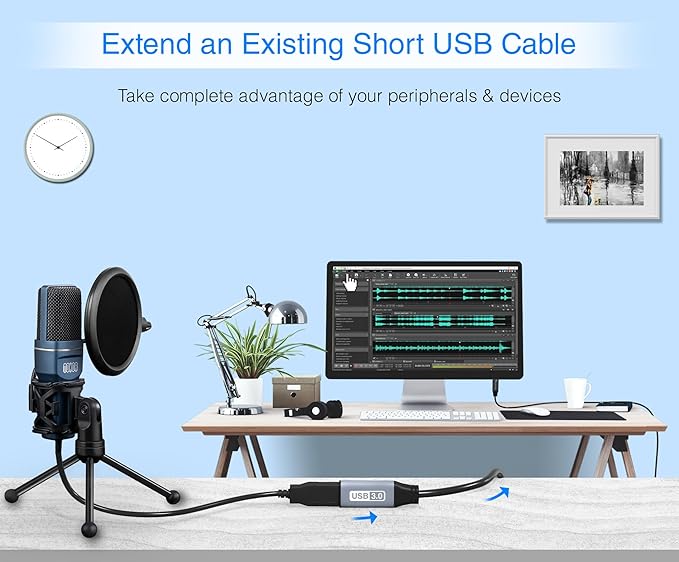 BlueRigger USB 3.0 Extension Cable (3FT, 5 Gbps, Type A Male to Female Adapter Cord) - Long USB Repeater Extender for VR Headset, Printer, Hard Drive, Flash Drive, Keyboard, Mouse, Xbox