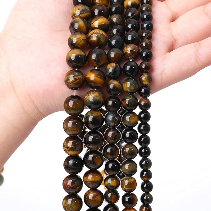 Yellow Blue Tiger Eye Beads Natural Stone Round Loose Beads Energy Gemstone Healing Power for Jewelry Making 12mm 32pcs 15"