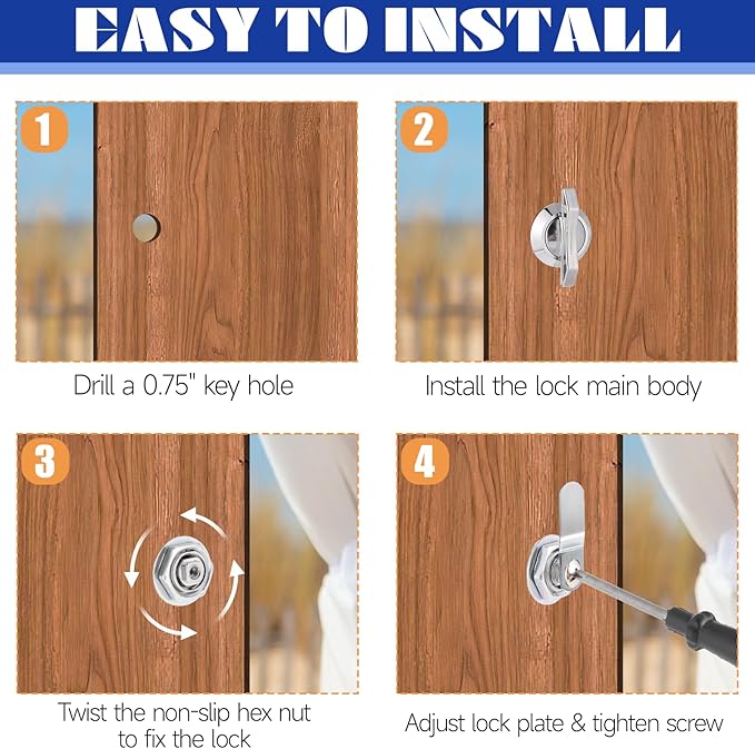 Thumb Operated Offset Cam Locks, 3/8", 5/8", 7/8" Keyless Cabinet Locks for RV Storage Doors, Camper Compartments, Mailbox Drawers, Zinc Alloy Rustproof Latch with Straight & Bent Locking Arms, 8-Set