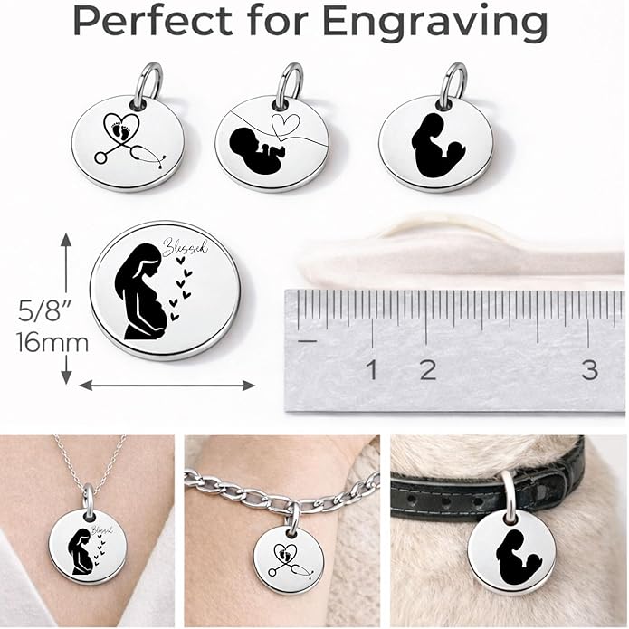 SM Design Pregnancy & New Baby Charm Set – Set of 4 Meaningful Stainless Steel Charms – Great for Crafting, Making Bracelets and Necklaces - Meaningful Keepsake Charms for Expecting & New Moms