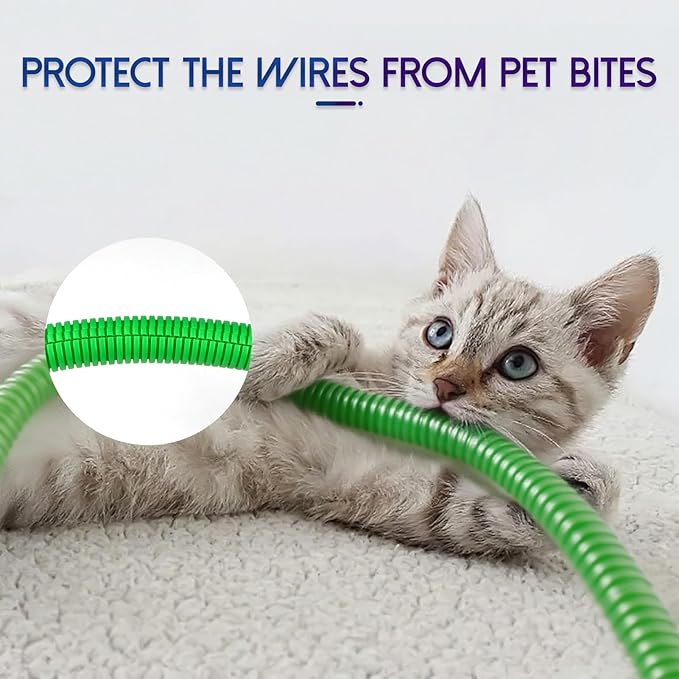 Split Wire Loom Tubing,10,25ft Cord Protectors from Pets No Chew, Flexible Wire Covers Cord Protectors, Protective Split Cable Sleeve for Automotive Home Industrial Wires(Green, 0.51inch-10ft)