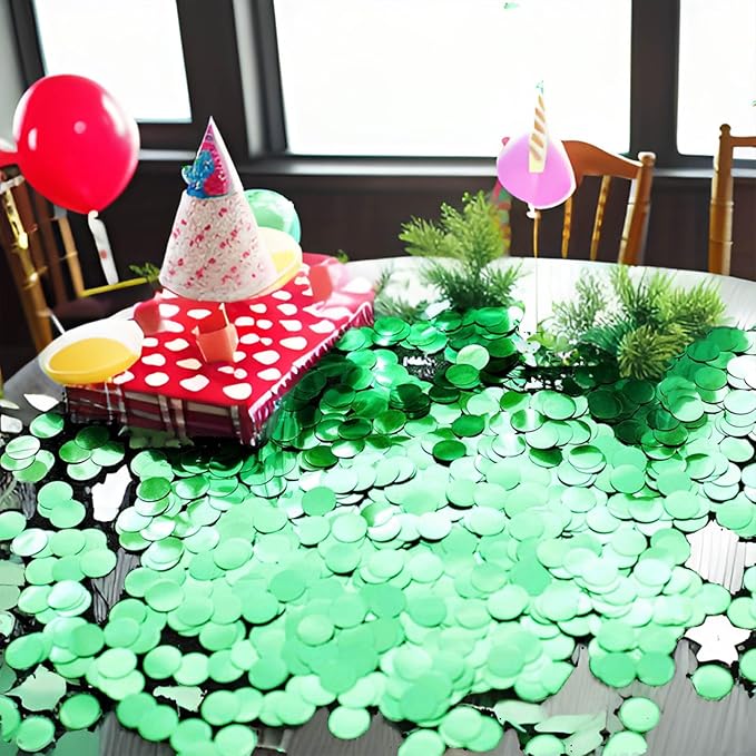 Green Table Confetti 0.59 inch Metallic Foil Confetti for Wedding Birthday Party Confetti Decoration (2.12 oz /1 pack)