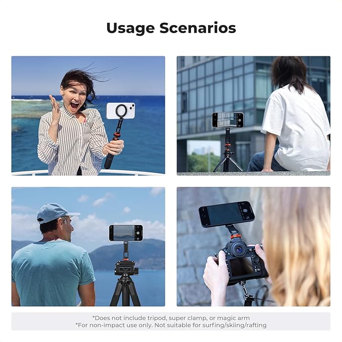 K&F CONCEPT Magnetic Metal Phone Mount with Cold Shoe Mount, Adjustable Rotatable Phone Holder Adapter Compatible with iPhone 17/16/15/14/13 Serie, Camera Monitoring, Tripods, Stabilizers