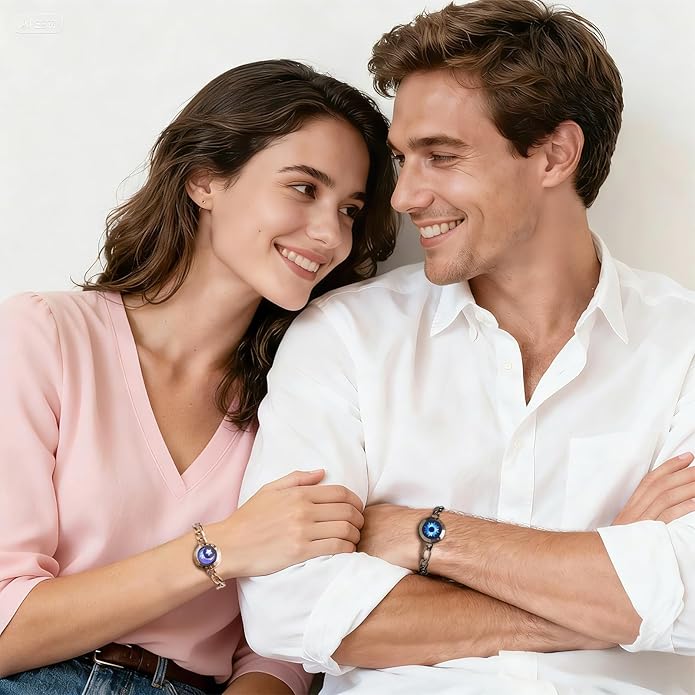 TOTWOO Long Distance Touch Bracelets for Couples, Smart Light & Vibration Love Jewelry, Long Distance Valentines Day Gifts for Him Her Women Men, One-to-One Bluetooth Pairing via App