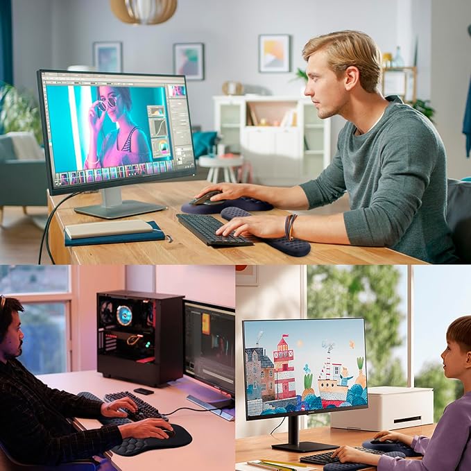 Mouse Pad Wrist Support, Laokiiy 2 in1 Keyboard Wrist Rest+ Ergonomic Mouse Pad, Non-Slip Wrist Rest for Computer Keyboard, Made Easy Typing & Relieve Wrist Pain（Black
