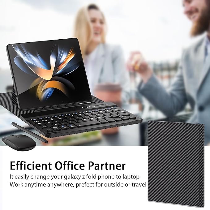 for Samsung Galaxy Z Fold 7 6 5 Keyboard and Mouse, Portable Mini 7.9 inch Bluetooth Keyboard with Leather Case and Capacitive Pen, 4 in 1 Set for Z Fold7 6 Accessories