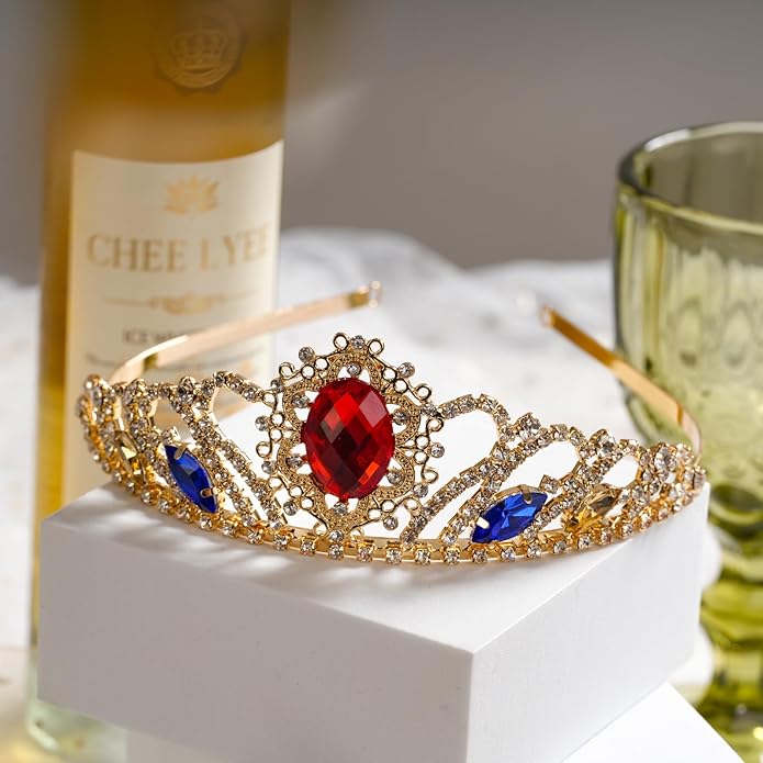 Princess Dress Up Accessories Tiara Crown Sparkle Gold Crown for Birthday Christmas Halloween Cosplay