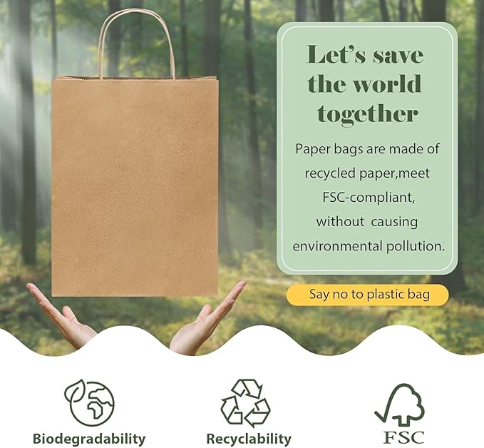 GSSUSA Brown Paper Bags with Handles 9000 Pack Brown Gift Bags10x5x13 Inch Kraft Paper Bags, for Shopping, Retail and Grocery -Take Out Bag