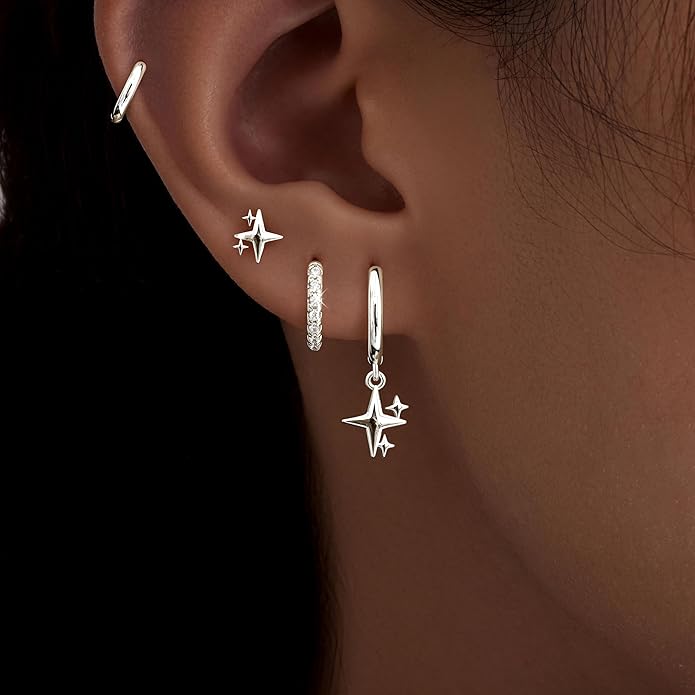 Small Gold Huggie Hoop Earrings Set for Women Men Hypoallergenic 14K Plated Stack Cartilage Earrings, Multiple Piercing Lightweight Mini Thin Cute Dainty Trendy Jewelry Set Christmas Gifts for Women