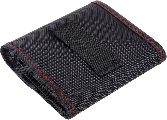 PATIKIL Lens Filter Case, 3-Pocket Camera Filter Case Portable Lens Filter Pouch Photography with Belt Loop Fit Camera Bag Strap Pocket Drone for 25mm-82mm, Black Red