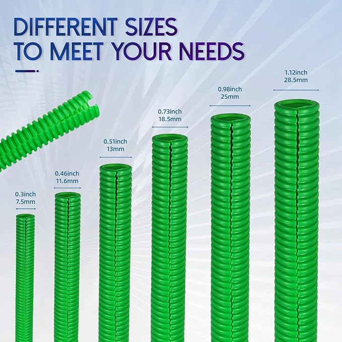 Split Wire Loom Tubing,10,25ft Cord Protectors from Pets No Chew, Flexible Wire Covers Cord Protectors, Protective Split Cable Sleeve for Automotive Home Industrial Wires(Green, 0.51inch-10ft)
