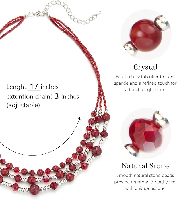 Noessla Beaded Statement Necklaces for Women Layered Chunky Bead Necklace Fashion Costume Jewelry Gifts for Mom