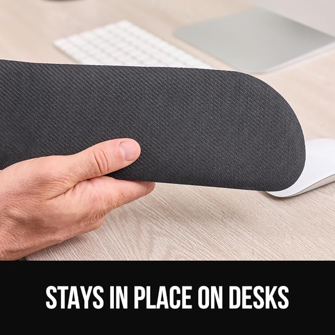 GORILLA GRIP Silky Memory Foam Keyboard Wrist Rest and Mouse Pad for Computer, Ergonomic Design Typing Support, Desk Office Supplies, Hand & Arm Mousepad Cushion and Coaster, 4 Piece Set, Black