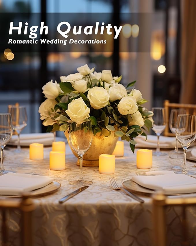 Homemory Flickering Flameless LED Tealight Candles, 12PCS Battery Operated, Realistic Electric for Easter, Wedding, Table