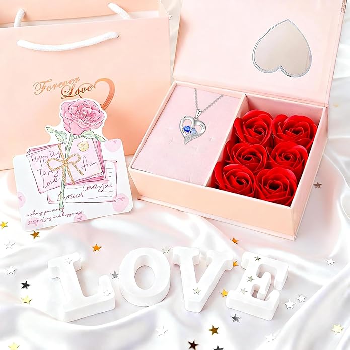 MissNaNa Sterling Silver Personalized 2 Names Heart Necklace with 2 Birthstone Couple I Love You Heart Pendant Necklace Jewelry Gift for Her Wife Girlfriend Mom