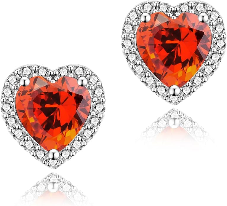 YOMELA Cubic Zirconia Earrings Studs, Halo CZ Birthstone Simulated Diamond Stud Earrings for Women