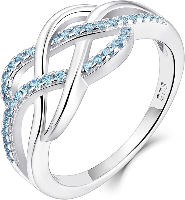 YL Celtic Knot Rings 925 Sterling Silver Twisted Knot Ring Birthstone Infinity Statement Jewelry for Women-size5