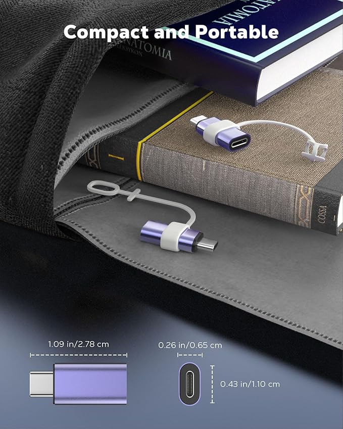 MoKo Lightning to USB C Adapter 2Pack, NOT for Lightning Earbuds/Headphones/OTG, USB-C to Lightning Adapter for iPhone Air 17 16 15 Pro Max Plus,iPad Pro/Air,Galaxy,ONLY for Charging/Data Sync, Blue