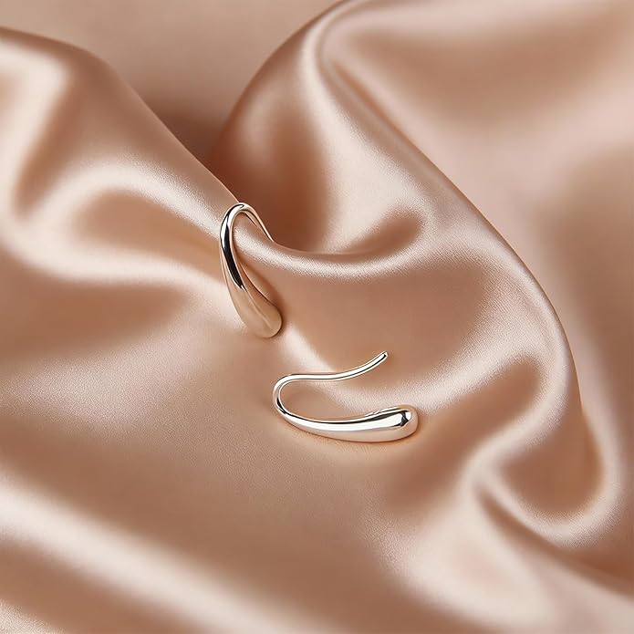 S925 Sterling Silver Stud Earrings for Women, Animal Cat & Dog Studs and Minimal Teardrop Ear Climber, Hypoallergenic Earrings for Sensitive Ears, Gift Box Included