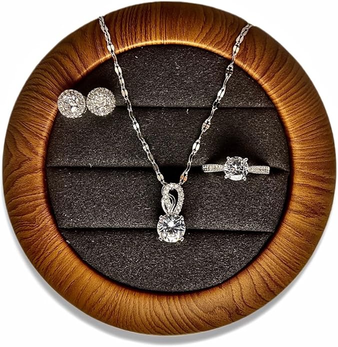 Stunning 3-piece Moissanite Jewelry Set - Necklace, Ring & Earrings | Elegant Wedding Jewelry Sets for Brides | Perfect Moissanite Earrings & Necklace | Timeless Bride Earrings & Wedding Earrings for Brides