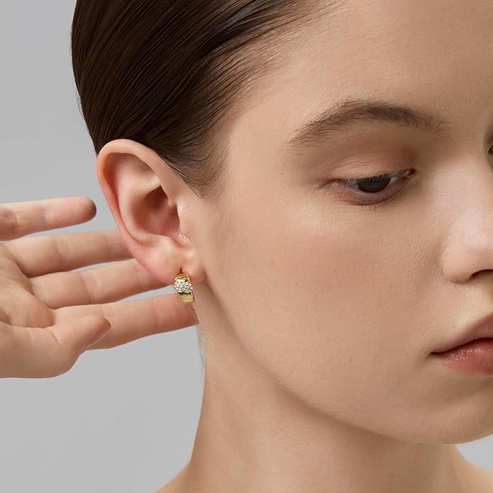 18K Gold Plated Huggie Hoop Earrings for Women, 925 Sterling Silver Post, Hypoallergenic Small Earrings