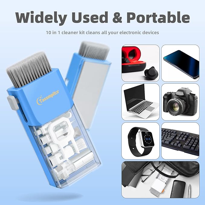 Laptop Cleaning Kit, All in 1 Keyboard Cleaning kit for MacBook iPad iPhone, Compact Keyboard Cleaner with Brush and Spray for Tablet, Airpods, Earbud, Computer Screen, PC Monitor, SkyBlue