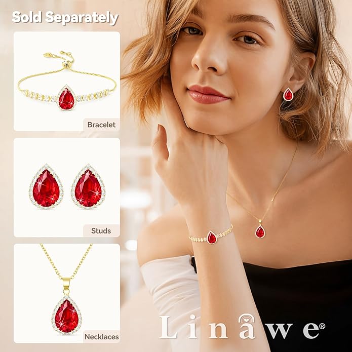 Linawe Women Stud Earrings, Teardrop Diamond Moissanite Cubic Zirconia Earrings Studs Rhinestone Jewelry Gold/Silver/Rose Gold