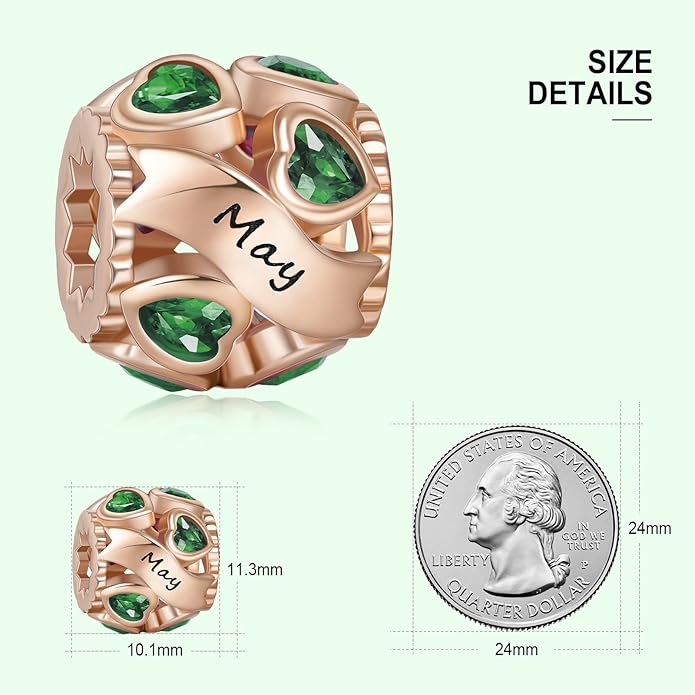 NINGAN Birthstone Charms 925 Sterling Silver Love Heart Openwork Bead for Charm Bracelets and Necklaces with 5A Cubic Zirconia, Birthday Mothers Day Jewelry Gifts Women