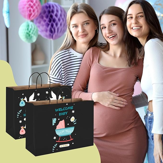 MESHA Gift Paper Bags 400 PACK 16x6x12 Inch Black Large Shopping Kraft Bags Bulk with Handles Reusable for Business,Grocery,Birthday,Wedding,Kids Party,Favors